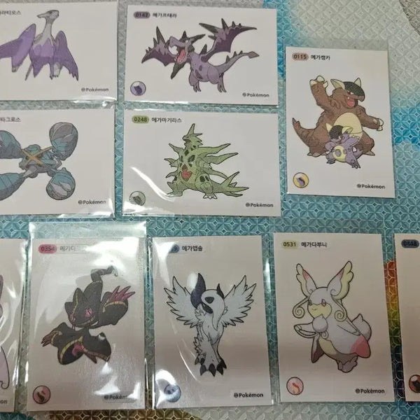 [BUNJANG] Pokemon Mega Evolution Stickers (10pc Bundle) / 메가 띠부씰 하자씰 메가루카리오 메가뮤츠 포함 10장 일괄 싸게 판매