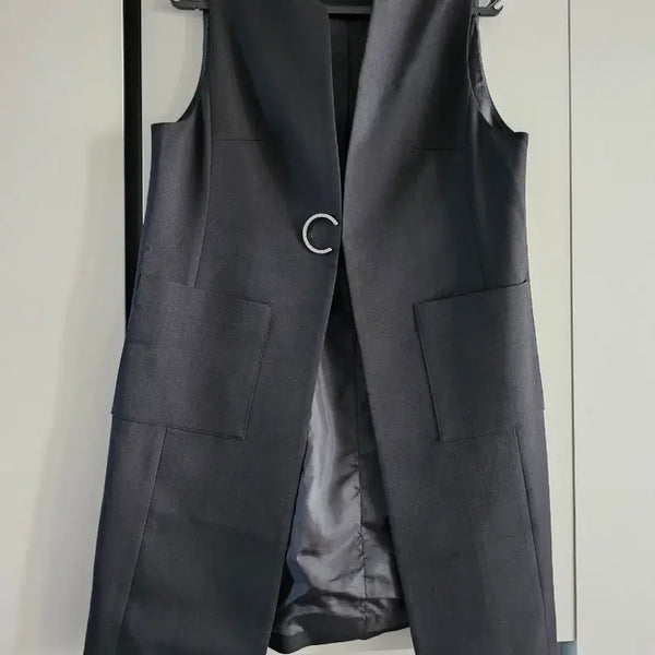 [BUNJANG] Can Black Long Vest - Size 77 / 멋스러운  Can 블랙 롱 베스트 77
