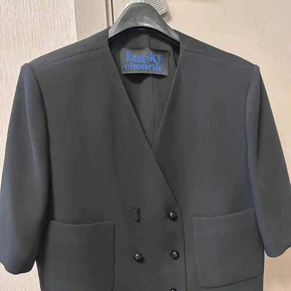 [BUNJANG] Lucky Chouette Black Double Button Jacket / 럭키슈에뜨 블랙 더블 버튼 자켓