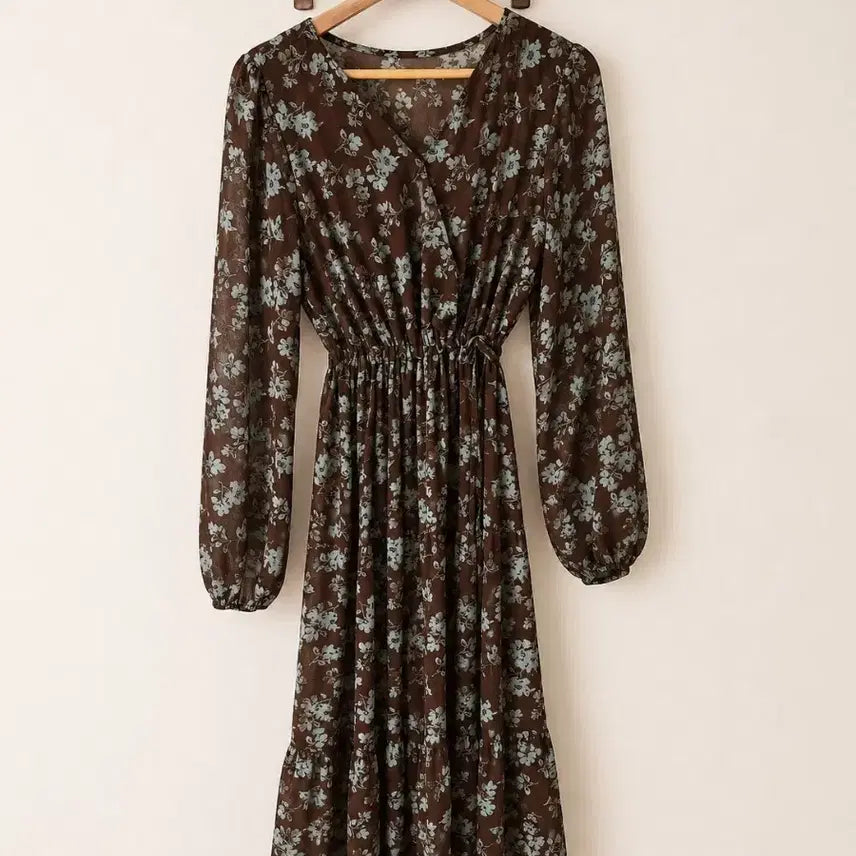 [BUNJANG] Brown Floral Long Dress / 브라운 플로럴 롱 원피스 판매합니다