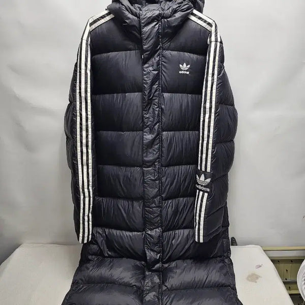 [BUNJANG] Adidas Trefoil Three-Stripes Long Down Jacket Black XXL / 아디다스 롱패딩 삼선 트레포일 롱다운 자켓 블랙 xxl
