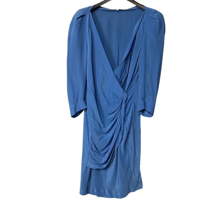 [BUNJANG] Maje Blue Silk Shoulder Dress / 1 마쥬 블루 숄더 실크 원피스