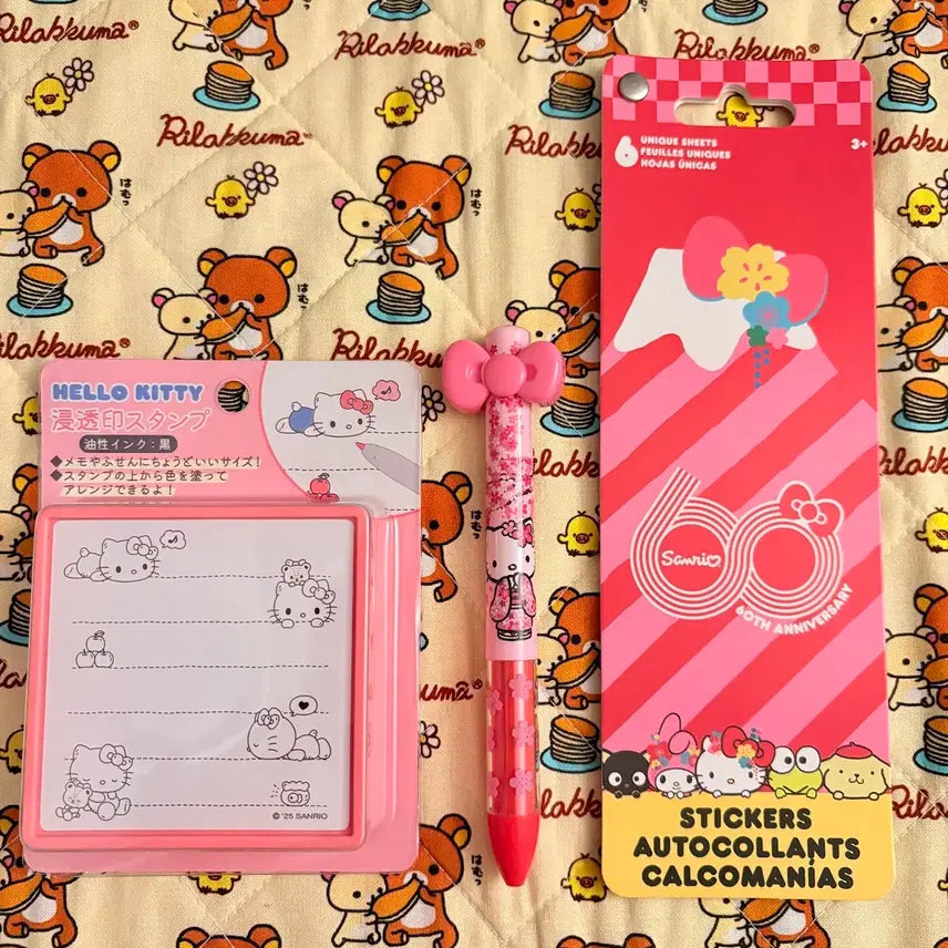 [BUNJANG] Limited Edition Hello Kitty Mimi Pen Set with Sticker Book and Stamp / 한정판 키티 미미펜 세트