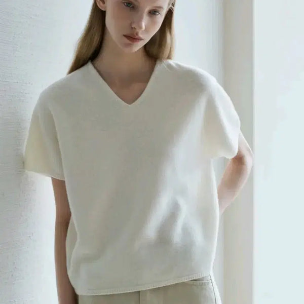 [BUNJANG] Nootop 100% Wool Whole Garment Short Sleeve Knit / 누토프 울100% 홀가먼트 반팔 니트