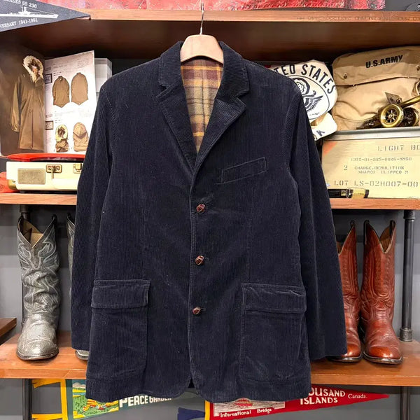 [BUNJANG] Suede Colorblock Check Jacket / 스웨이드 배색 체크 자켓 N2443