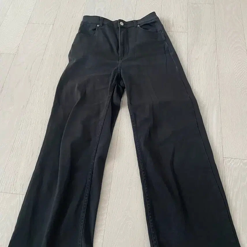 [BUNJANG] H&M Black Wide Denim Pants Size 38 / H&M 에이치엔엠 블랙 와이드 데님 팬츠