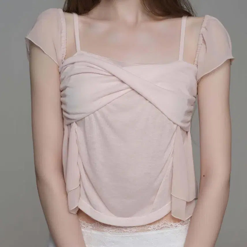 [BUNJANG] Klishier Pure Bloom Drape Top Pink / 클리시어 Pure bloom drape top 핑크