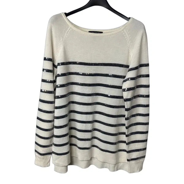 [BUNJANG] S.Taylor Women's Striped Sequin Knit Top / S 앤테일러 여성 스트라이프 스팽글 니트