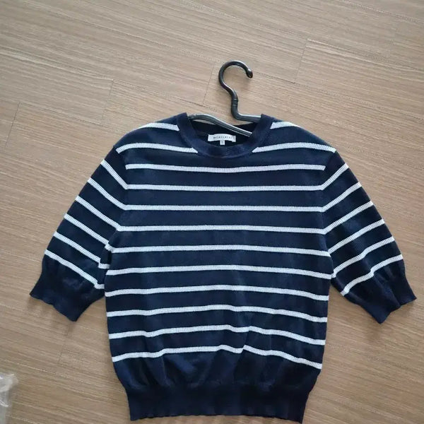 [BUNJANG] The Cashmere Navy Stripe Short Sleeve Knit / 더캐시미어 니트(한섬)