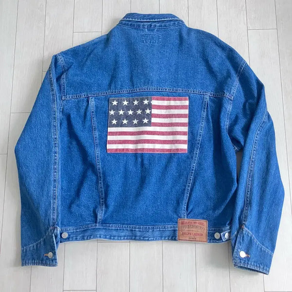 [BUNJANG] Polo Country 90s USA Denim Flag Work Jacket / 90s USA 폴로 컨트리 데님 성조기 워크자켓 RRL 덩가리