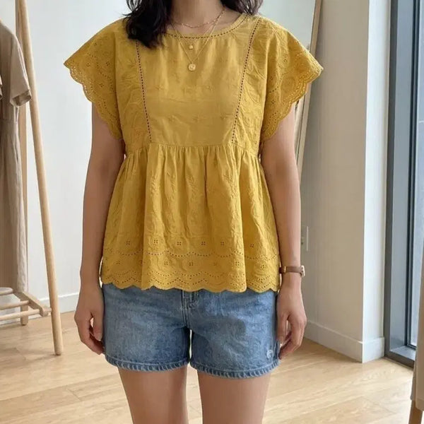 [BUNJANG] AILLIT Cotton Blouse (Free Size) / 아일릿 코튼 블라우스 free