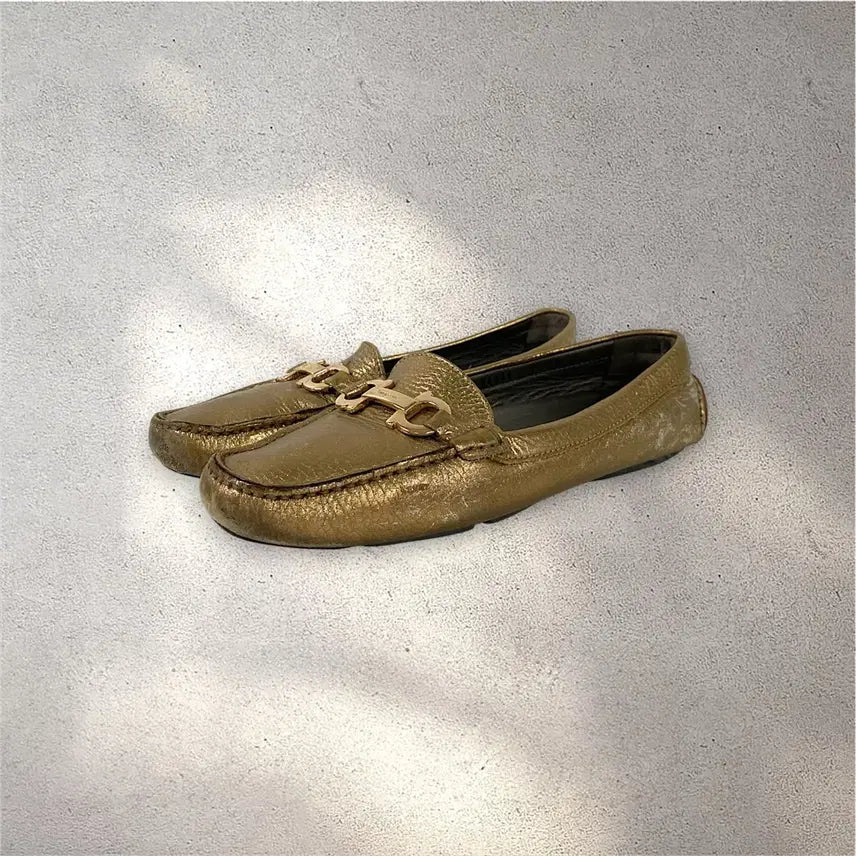 [BUNJANG] Salvatore Ferragamo Gancini Gold Loafers / [240~245] 페라가모 간치니 골드 로퍼 (No.781)