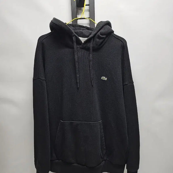 [BUNJANG] Lacoste Relaxed Fit Basic Pullover Hoodie Black / 라코스테 후드티 릴렉스드핏 베이직 풀오버 블랙 m