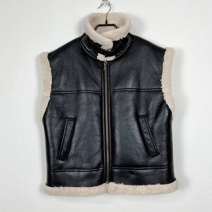 [BUNJANG] Vintage Style Faux Leather Vest / 무스탕 스타일 겨울 조끼 베스트 라덴 빈티지