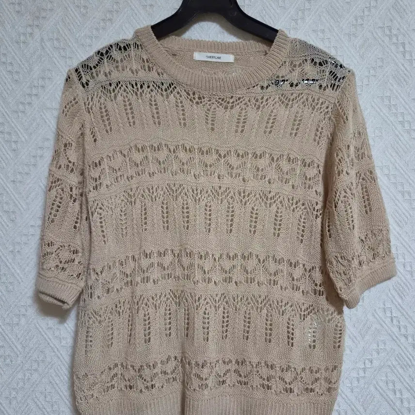 [BUNJANG] Women's Knit Short Sleeve Top - Beige / 니트 반팔 베이지 여성 니트