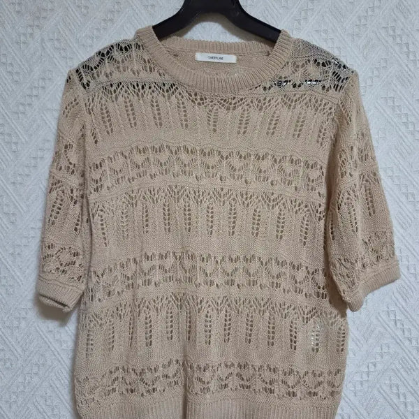 [BUNJANG] Women's Knit Short Sleeve Top - Beige / 니트 반팔 베이지 여성 니트