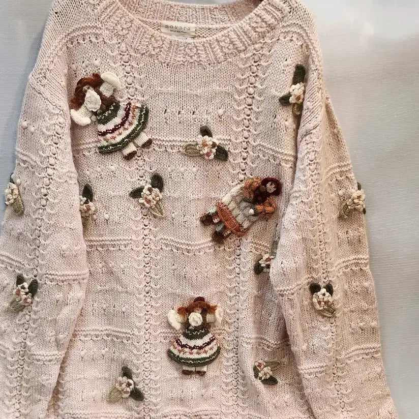 [BUNJANG] Novara Hand Knit Sweater Light Pink / 노바라 핸드 니트 스웨터 연핑크