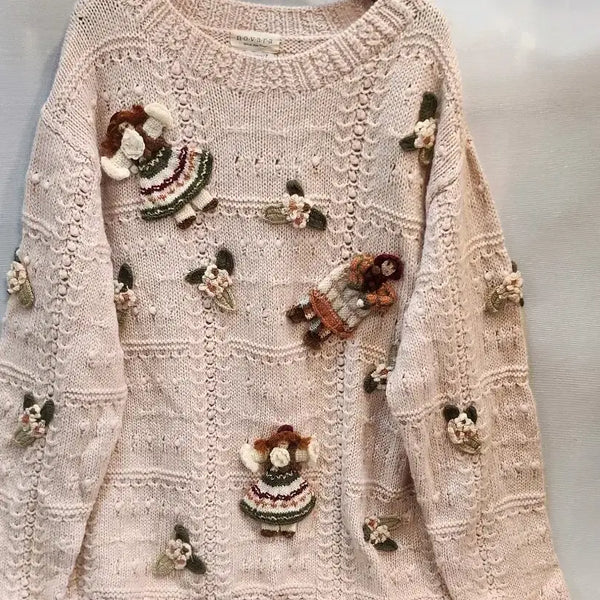 [BUNJANG] Novara Hand Knit Sweater Light Pink / 노바라 핸드 니트 스웨터 연핑크