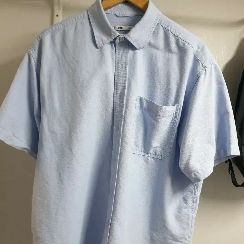 [BUNJANG] SPAO Men's Sky Blue Short Sleeve Shirt / SPAO 남성 셔츠 하늘색 반팔