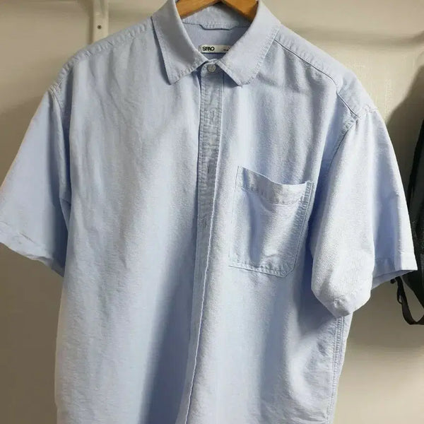 [BUNJANG] SPAO Men's Sky Blue Short Sleeve Shirt / SPAO 남성 셔츠 하늘색 반팔