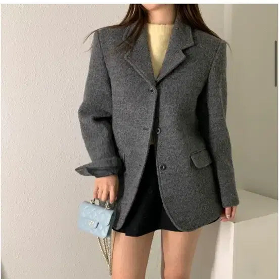 [BUNJANG] Dimmer Teddy Boy Loose Fit Jacket Coat with Quilted Lining / 도매택 디엠버 누빔 안감 부클 테디보이 루즈핏 자켓 코트