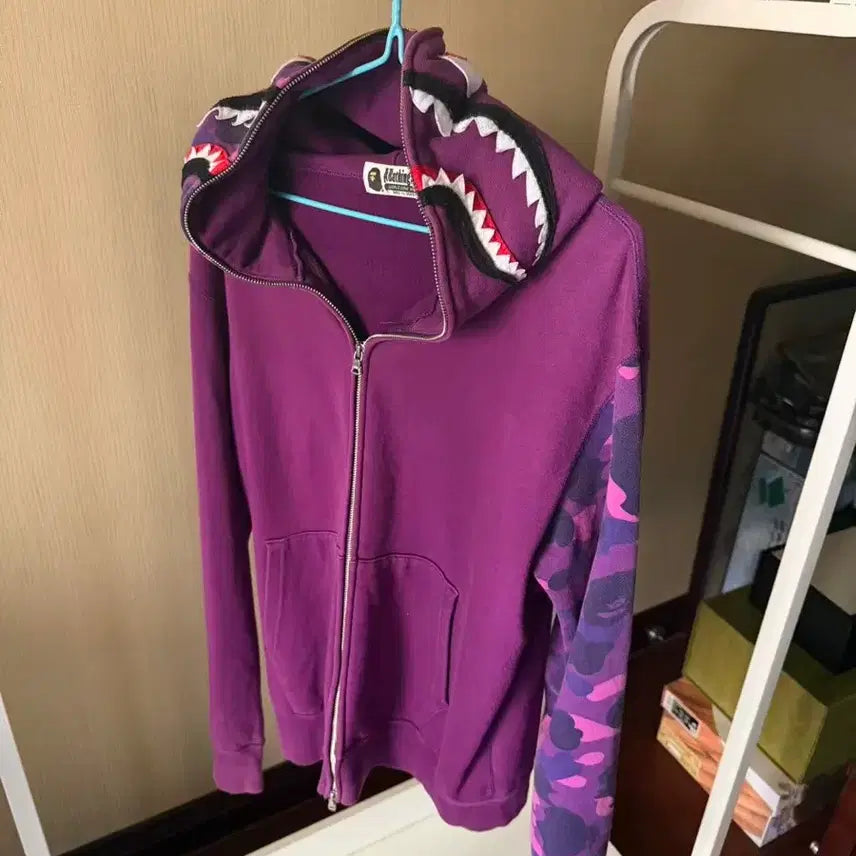 [BUNJANG] BAPE Shark Hoodie Purple / 베이프 샤크 후드 퍼플