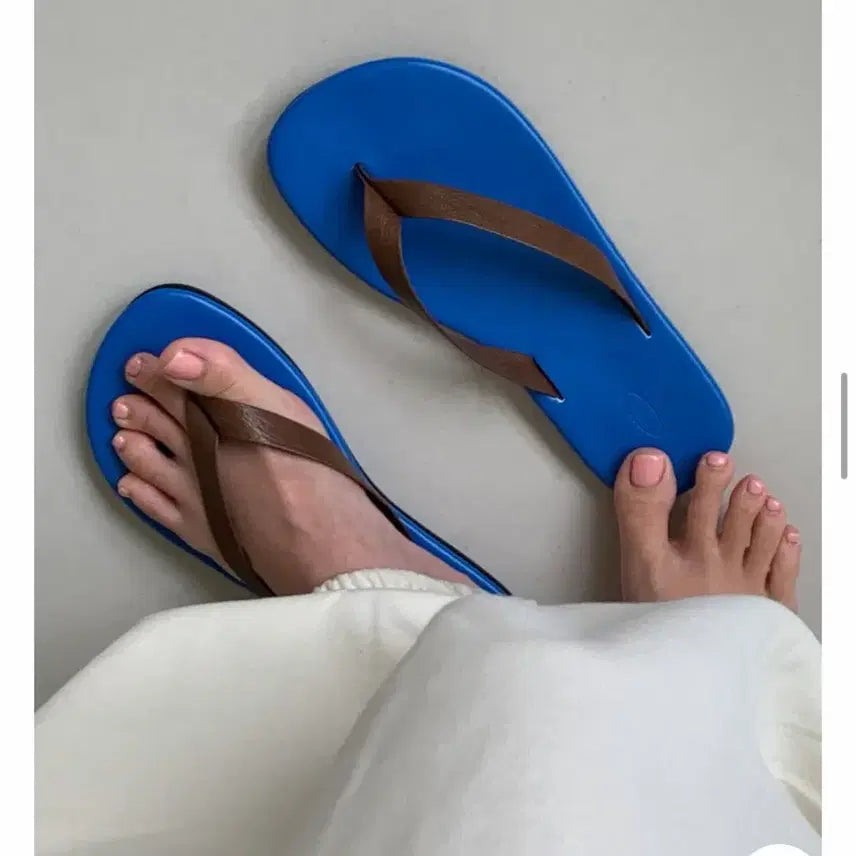 [BUNJANG] Color-Blocked Flip-Flop Sandals Blue / 배색 플립플랍 쪼리 블루 새상품