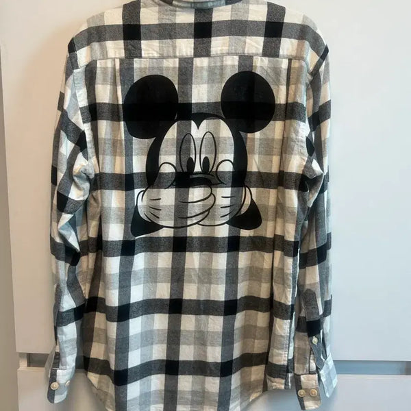 [BUNJANG] Uniqlo Mickey Mouse Check Flannel Shirt / 유니클로 미키마우스 체크 남방 셔츠