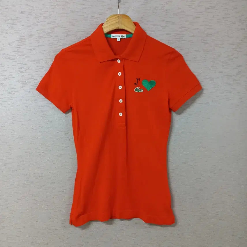 [BUNJANG] Lacoste Orange Collar T-Shirt Women's / B8-25/라코스테 오렌지색  카라티 여성