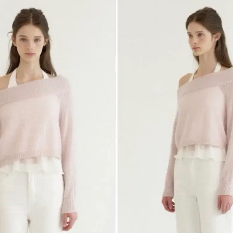 [BUNJANG] Le Vain Leaf Off-Shoulder Knit New / 르베인 리프 오프숄더 니트 새상품