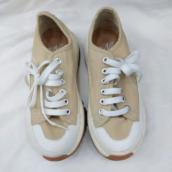 [BUNJANG] Beige Canvas Sneakers / 베이지 캔버스 스니커즈 235 굽 5