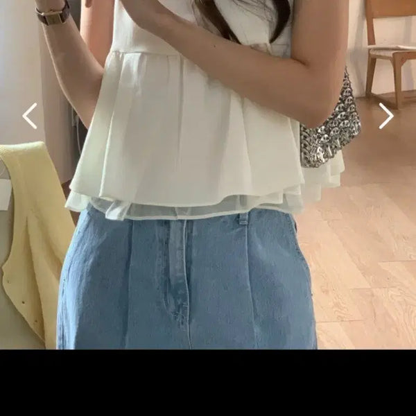 [BUNJANG] Pomelo White Ruffled Bustier Blouse Free Size / 새 포멜로 뷔스티에 블라우스 F 33-66