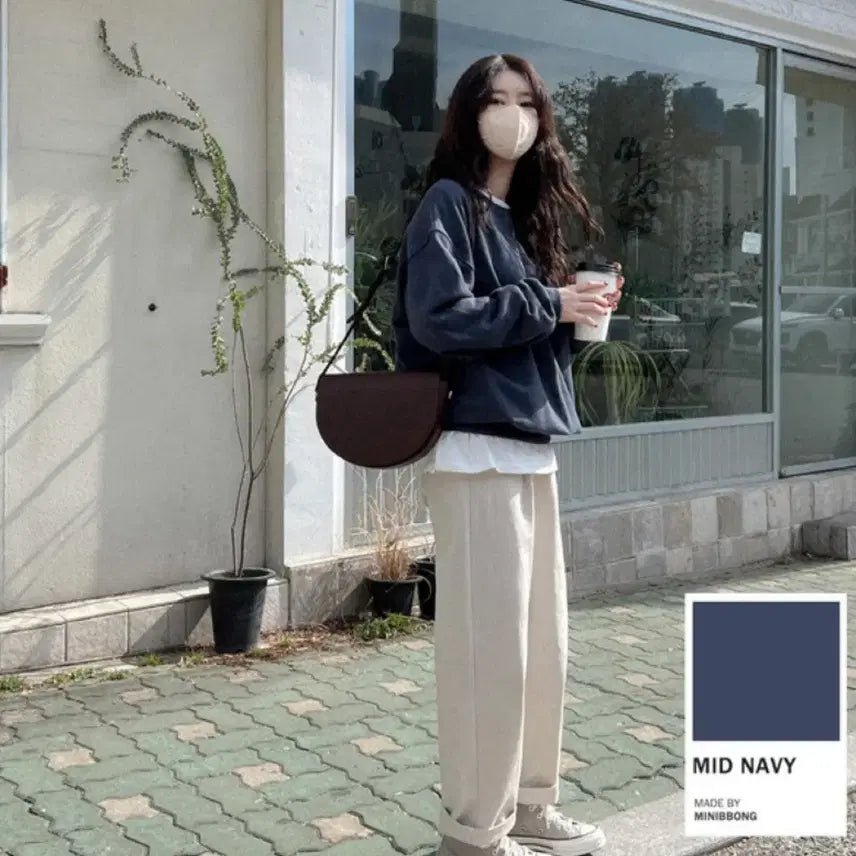 [BUNJANG] Minipong Dearment Sweatshirt Mid Navy / [미개봉 새상품]미니뽕 디어먼트 맨투맨 미드네이비