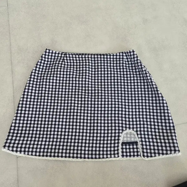 [BUNJANG] Glowny Check Mini Skirt - Size M / glowny 글로니 체크 스커트 M