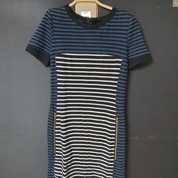[BUNJANG] SJSJ Mix Knit Half Sleeve Dress / 진짜만원 한섬 SJSJ 믹스단가라 반팔원피스 55 미니