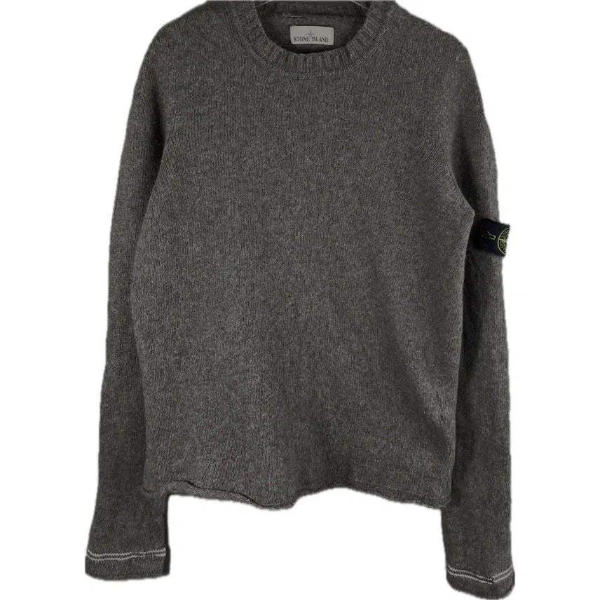 [BUNJANG] Stone Island Patch Crewneck Wool Knit Sweater L / [L] 스톤아일랜드 와펜 패치 크루넥 울 니트 스웨터