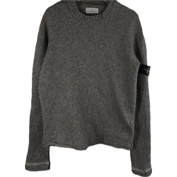[BUNJANG] Stone Island Patch Crewneck Wool Knit Sweater L / [L] 스톤아일랜드 와펜 패치 크루넥 울 니트 스웨터