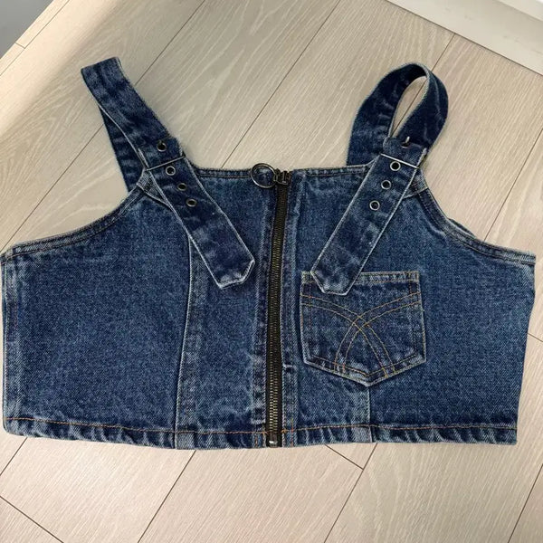 [BUNJANG] JS New York Bustier Medium Denim Top / Js뉴욕 뷔스티에 미듐