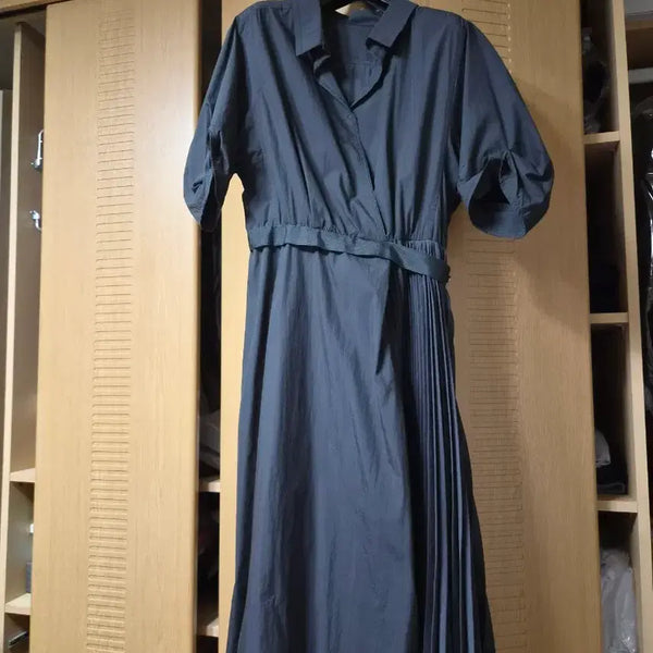 [BUNJANG] Mine Pleats Dress Charcoal Grey / 한섬마인 원피스