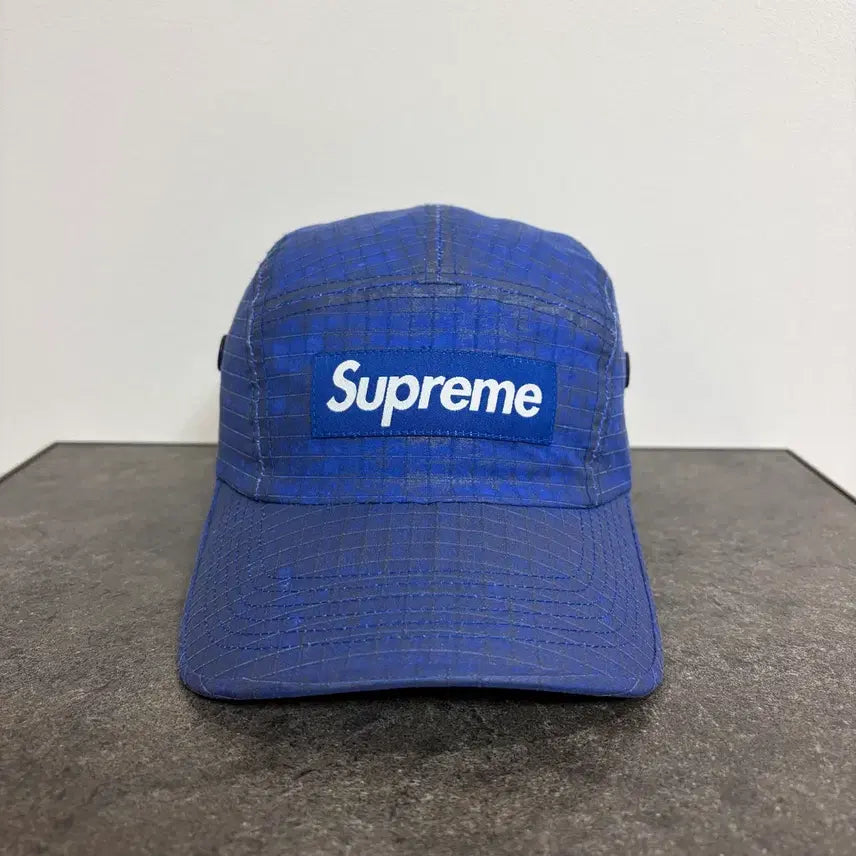 [BUNJANG] Supreme Box Logo Distressed Camp Cap Hat Royal Navy / 슈프림 박스로고 캠프캡 모자 디스트레스드 로얄 네이비