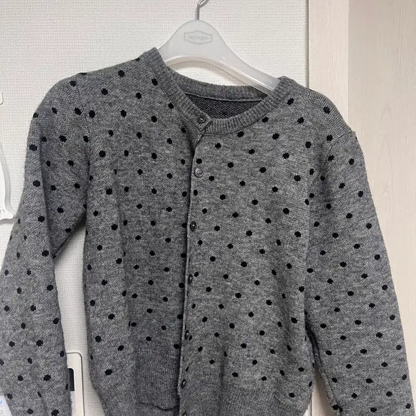 [BUNJANG] Gray Dot Knit Cardigan / 회색 도트 가디건