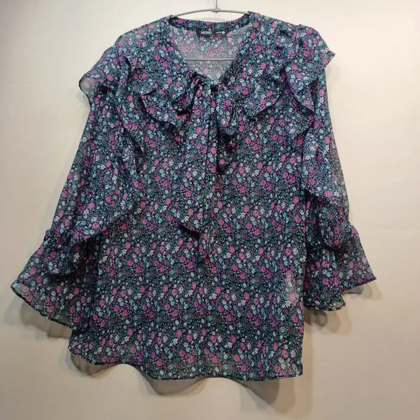 [BUNJANG] Mix & Match Flower Chiffon Blouse (Size 85-90) / 믹스앤매치 플라워 쉬폰 블라우스85~90사이즈    68032
