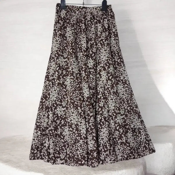 [BUNJANG] Discort Flower Pattern Long Skirt Brown / 플라워 패턴 롱 스커트 브라운 S 일본브랜드 디스코트