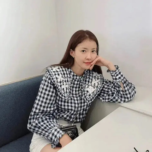 [BUNJANG] CNew York Check Blouse / 씨뉴욕 체크블라우스