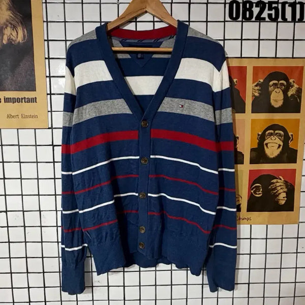 [BUNJANG] Tommy Hilfiger Striped Cardigan Navy M / 타미힐피거 단가라 가디건 네이비 M 0825