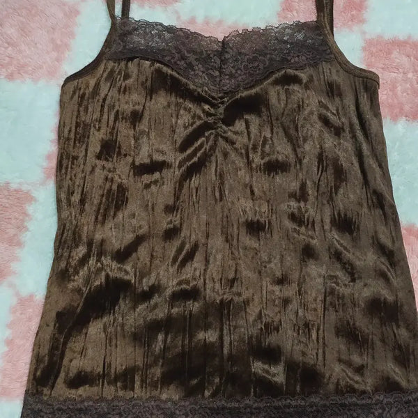 [BUNJANG] Brown Velvet Lace Camisole / (중고) 브라운 벨벳 레이스 나시