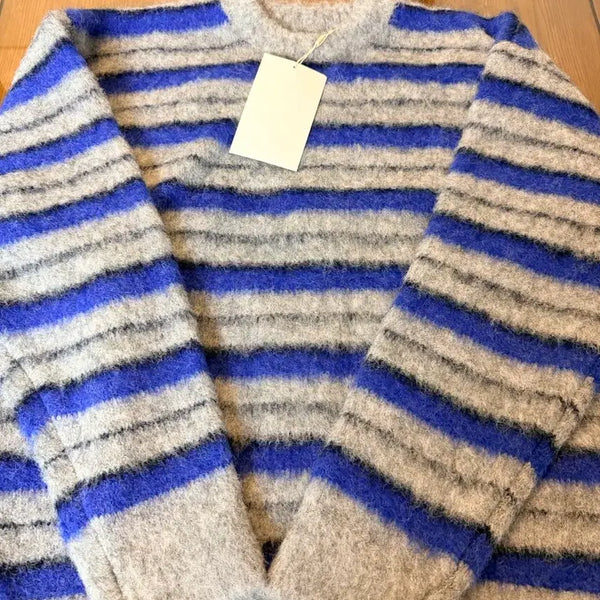 [BUNJANG] STU Hank Striped Hairy Knit L / (새상품) STU hank 행크  스트라이프 헤어리 니트 L