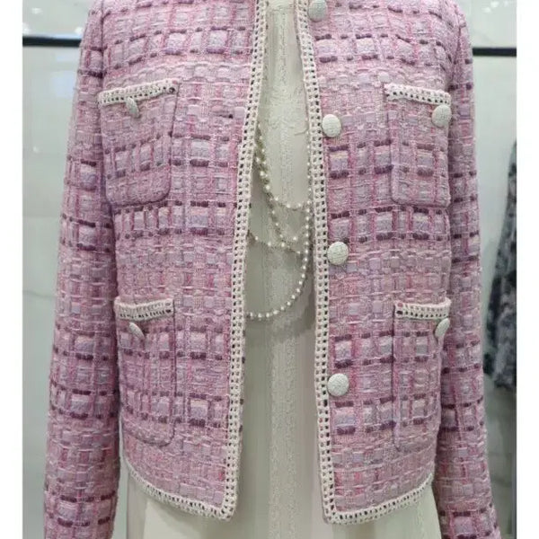 [BUNJANG] Mojo. S.Phine Pink Tweed Jacket / 모조에스핀 핑크 트위드 자켓