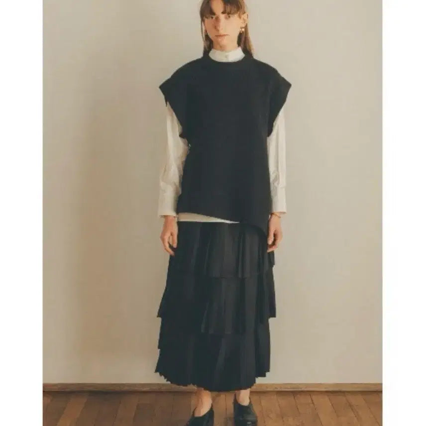 [BUNJANG] CLANE W Face Pleats Skirt Black / CLANE W FACE PLEATS SKIRT