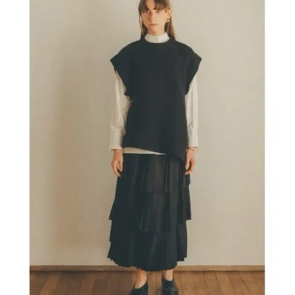 [BUNJANG] CLANE W Face Pleats Skirt Black / CLANE W FACE PLEATS SKIRT